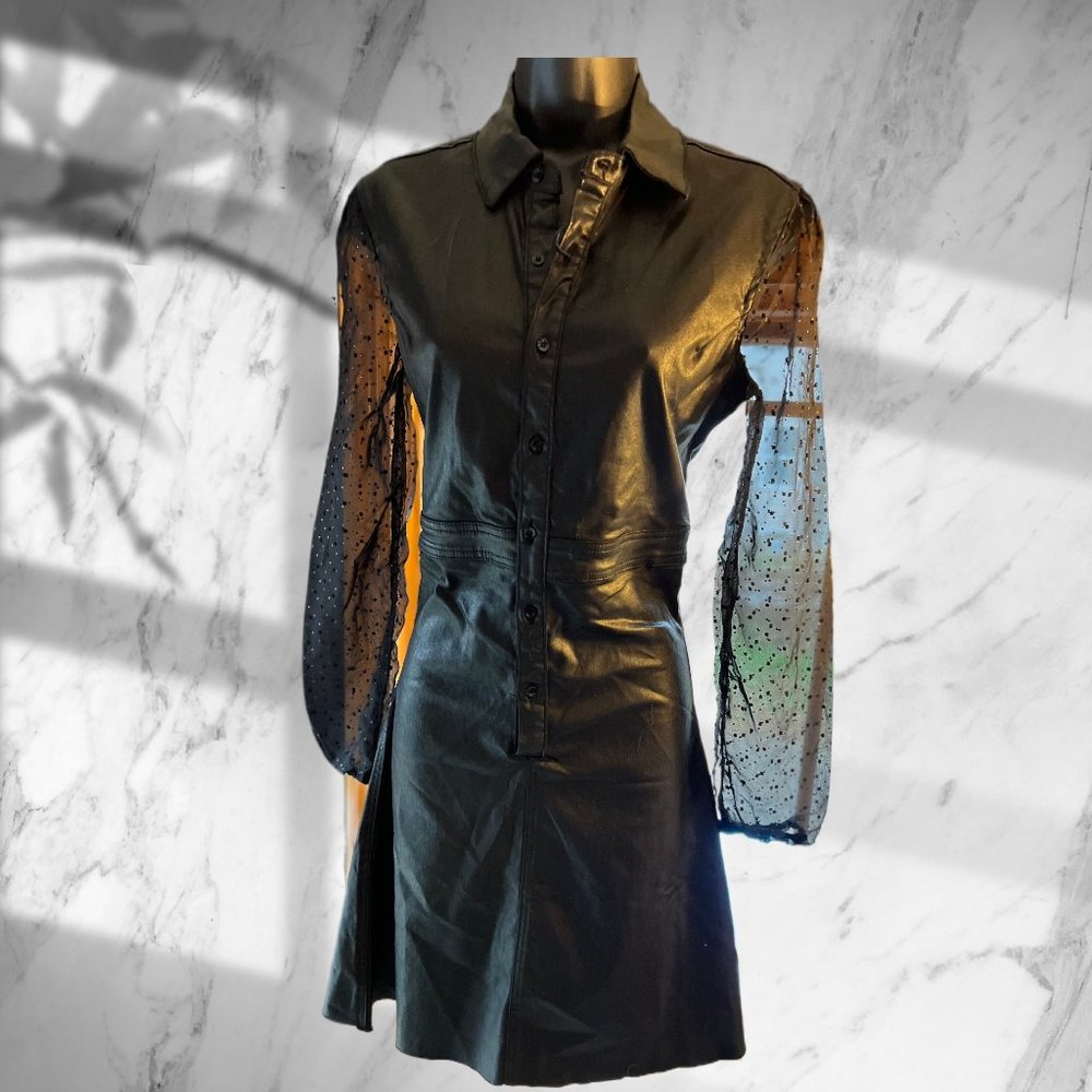 Tractr Blu Button Up Sparkle Sleeve Dress
